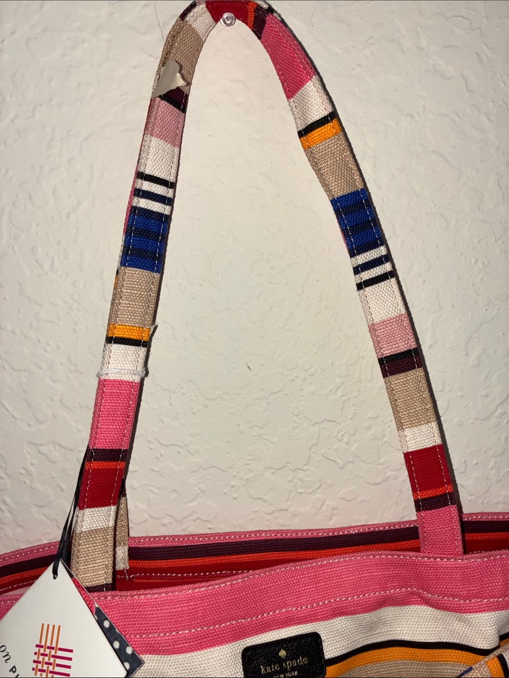 kate spade Pink, Blue & Red Striped Bow Tote - Picture 7 of 17